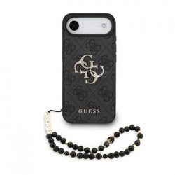 Guess iPhone 17 Air Hülle Case 4G Metal Logo Pearl Stap Schwarz