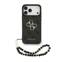 Guess iPhone 17 Pro Max Hülle Case 4G Metal Logo Pearl Stap Schwarz