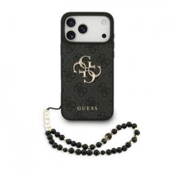 Guess iPhone 17 Pro Max Hülle Case 4G Metal Logo Pearl Stap Schwarz