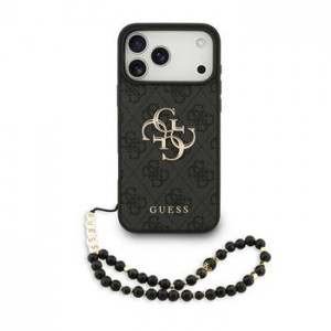 Guess iPhone 17 Pro Max Hülle Case 4G Metal Logo Pearl Stap Schwarz