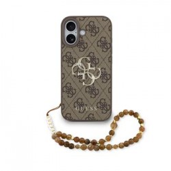 Guess iPhone 17 Hülle Case 4G Metal Logo Pearl Stap Braun