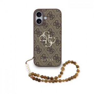 Guess iPhone 17 Hülle Case 4G Metal Logo Pearl Stap Braun