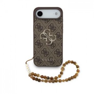 Guess iPhone 17 Air Hülle Case 4G Metal Logo Pearl Stap Braun