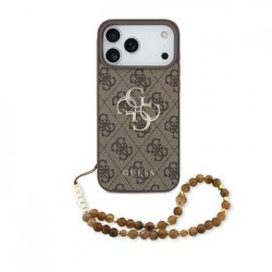 Guess iPhone 17 Pro Max Hülle Case 4G Metal Logo Pearl Stap Braun