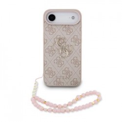 Guess iPhone 17 Air Hülle Case 4G Metal Logo Pearl Stap Rosa