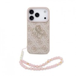 Guess iPhone 17 Pro Hülle Case 4G Metal Logo Pearl Stap Rosa