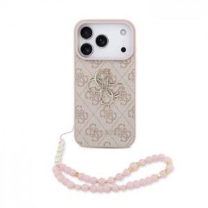 Guess iPhone 17 Pro Hülle Case 4G Metal Logo Pearl Stap Rosa