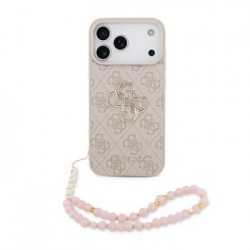 Guess iPhone 17 Pro Max Hülle Case 4G Metal Logo Pearl Stap Rosa