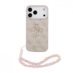 Guess iPhone 17 Pro Max Hülle Case 4G Metal Logo Pearl Stap Rosa