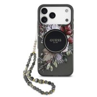 Guess iPhone 17 Pro Max Hülle Case MagSafe Flowers Strap Schwarz