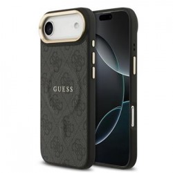 Guess iPhone 17 Air Case Leather 4G Gold Frame MagSafe Black