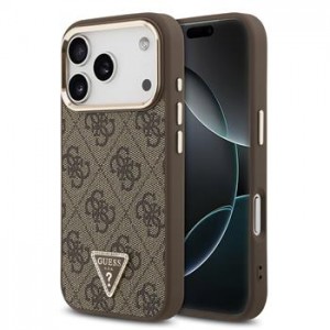 Guess iPhone 17 Pro Hülle Case Strass 4G Gold Frame MagSafe Braun