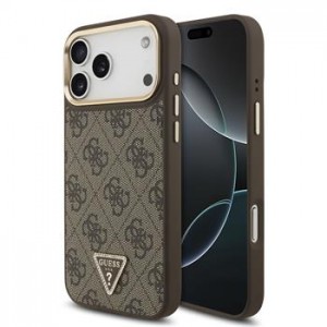 Guess iPhone 17 Pro Max Hülle Case Strass 4G Gold Frame MagSafe Braun