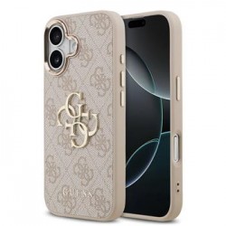 Guess iPhone 17 Hülle Case Leather 4G Metal Logo Gold Frame Rosa