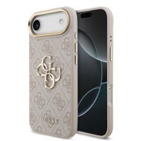 Guess iPhone 17 Air Hülle Case Leather 4G Metal Logo Gold Frame Rosa