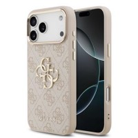 Guess iPhone 17 Pro Max Hülle Case Leather 4G Metal Logo Gold Frame Rosa