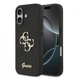 Guess iPhone 17 Hülle Case Fixed Glitter 4G Metal Logo Schwarz