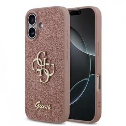 Guess iPhone 17 Hülle Case Fixed Glitter 4G Metal Logo Rosa