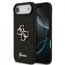 Guess iPhone 17 Air Case Fixed Glitter 4G Metal Logo Black