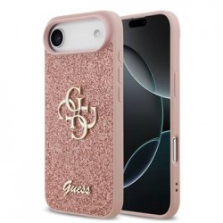 Guess iPhone 17 Air Case Fixed Glitter 4G Metal Logo Pink