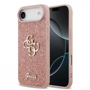 Guess iPhone 17 Air Hülle Case Fixed Glitter 4G Metal Logo Rosa
