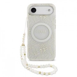 Guess iPhone 17 Air Case with MagSafe Flowers Strap White