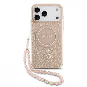 Guess iPhone 17 Pro Max Hülle Case MagSafe Allover Strap Rosa