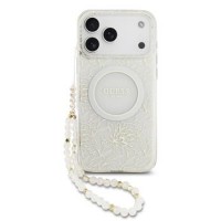 Guess iPhone 17 Pro Max Hülle Case MagSafe Flowers Strap Weiß