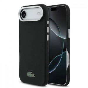 Lacoste iPhone 17 Air Hülle case Iconic Petit Pique Metal Logo MagSafe Schwarz