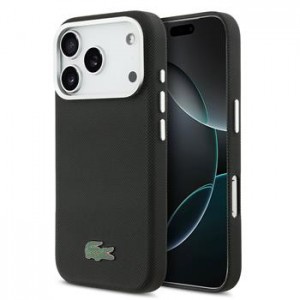 Lacoste iPhone 17 Pro Hülle Case Iconic Petit Pique Metal Logo MagSafe Schwarz