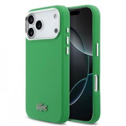 Lacoste iPhone 17 Pro Max Hülle Case Iconic Petit Pique Metal Logo MagSafe Grün
