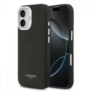Lacoste iPhone 17 Hülle Case Leather Champs Elysees MagSafe Schwarz