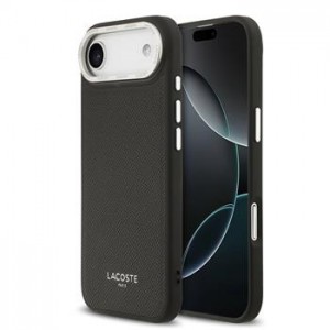 Lacoste iPhone 17 Air Hülle Case Leather Champs Elysees MagSafe Schwarz