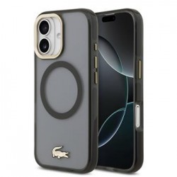 Lacoste iPhone 17 Hülle Case Frosted Finish Gold Logo MagSafe Schwarz