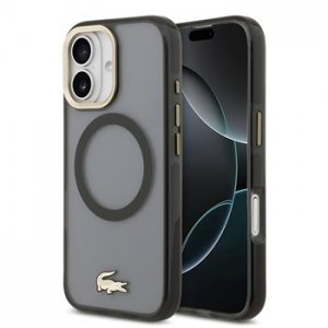 Lacoste iPhone 17 Hülle Case Frosted Finish Gold Logo MagSafe Schwarz