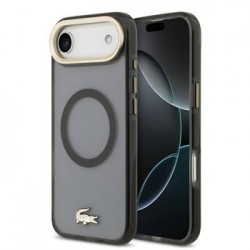Lacoste iPhone 17 Air Hülle Case Frosted Finish Gold Logo MagSafe Schwarz