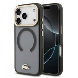 Lacoste iPhone 17 Pro Hülle Case Frosted Finish Gold Logo MagSafe Schwarz