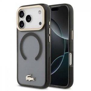 Lacoste iPhone 17 Pro Case with Frosted Finish Gold Logo MagSafe Black