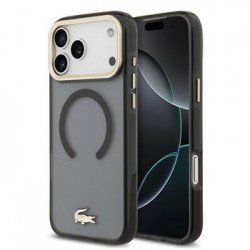 Lacoste iPhone 17 Pro Max Hülle Case Frosted Finish Gold Logo MagSafe Schwarz