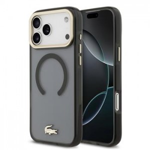 Lacoste iPhone 17 Pro Max Case with Frosted Finish Gold Logo MagSafe Black