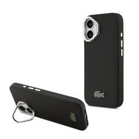 Lacoste iPhone 17 Hülle Case Iconic Petit Pique Camera Stand MagSafe Schwarz