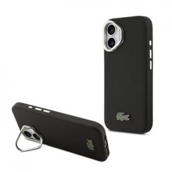 Lacoste iPhone 17 Hülle Case Iconic Petit Pique Camera Stand MagSafe Schwarz