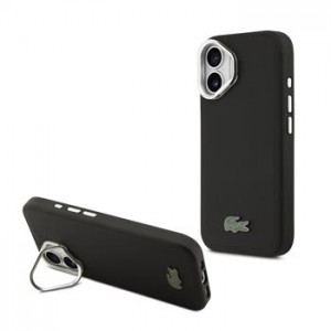 Lacoste iPhone 17 Hülle Case Iconic Petit Pique Camera Stand MagSafe Schwarz