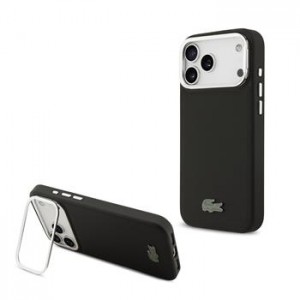 Lacoste iPhone 17 Pro Max Hülle Case Camera Stand Iconic Petit Pique MagSafe Schwarz
