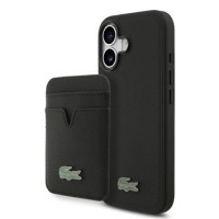 Lacoste iPhone 17 Hülle Case 2in1 Geldbörse Iconic Petit Pique MagSafe Schwarz
