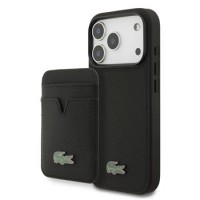 Lacoste iPhone 17 Pro Hülle Case 2in1 Geldbörse Iconic Petit Pique MagSafe Schwarz