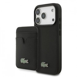 Lacoste iPhone 17 Pro Hülle Case 2in1 Geldbörse Iconic Petit Pique MagSafe Schwarz