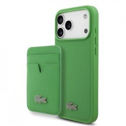 Lacoste iPhone 17 Pro Max Hülle Case 2in1 Geldbörse Iconic Petit Pique MagSafe Grün