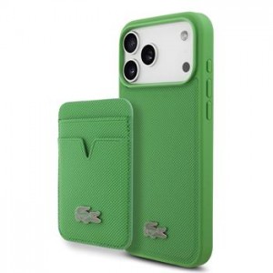 Lacoste iPhone 17 Pro Max Hülle Case 2in1 Geldbörse Iconic Petit Pique MagSafe Grün