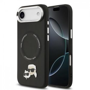 Karl Lagerfeld iPhone 17 Air Hülle Case Karl Choupette Metall MagSafe Schwarz